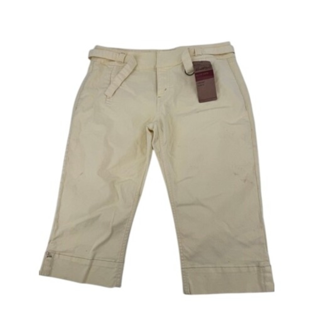 Levi Strauss Signature Belted Capri Women 12 Yellow Low Rise Slim Fit Stretch